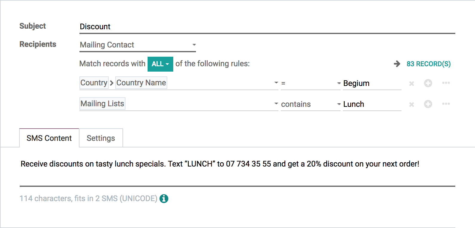 Targeting SMS